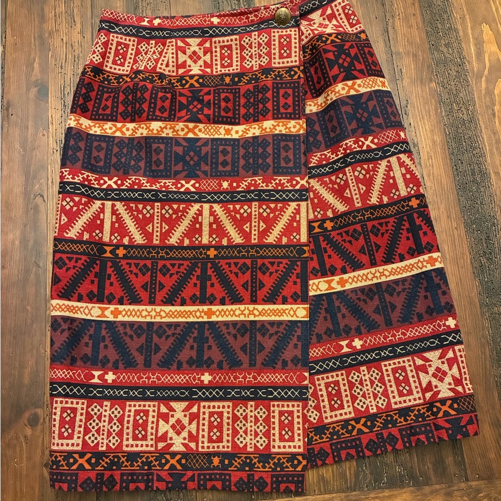 Cambridge Dry Goods Cotton Southwest Western Skirt Size 12 Cabin Country Cowgirl